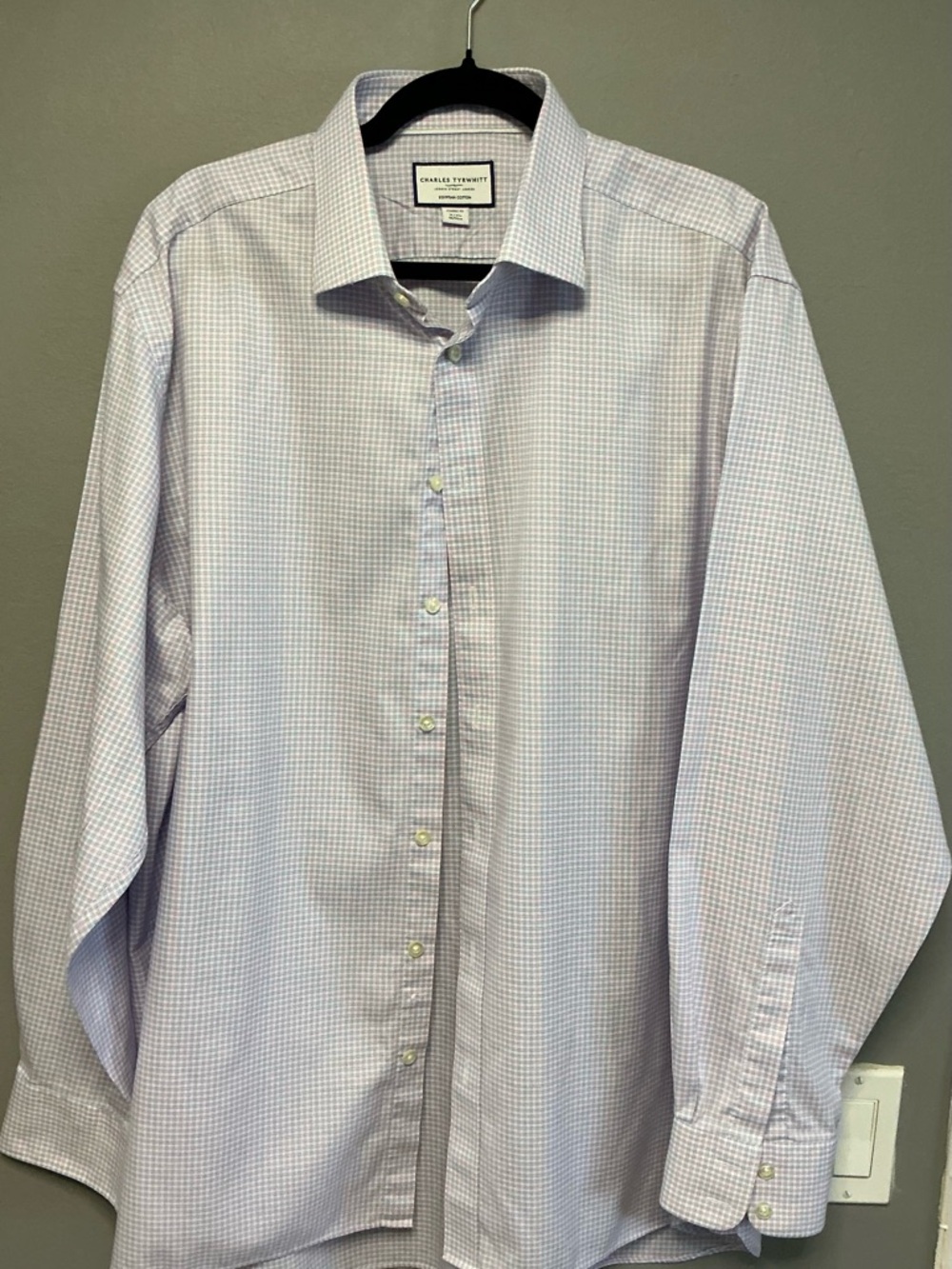 Charles Tyrwhitt Light Blue, Pink, White Micro-Check Dress Shirt